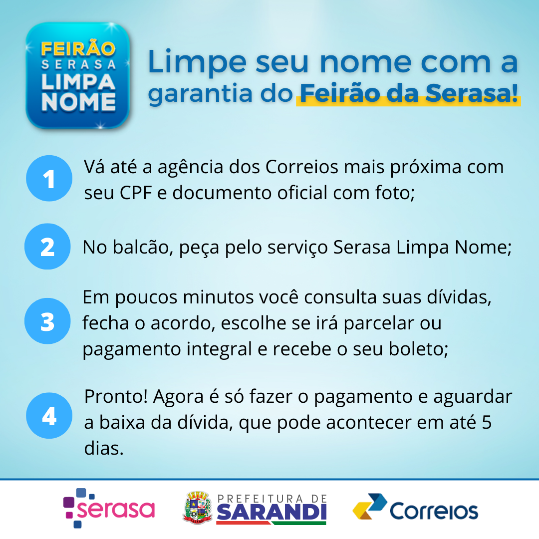 Feirão Limpa Nome - Serasa e Correios